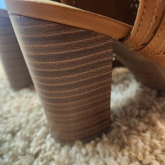 Circus sam Emerson Tan Leather Cut Out Peep Toe Ankle High Heel Bootie Boot 7.5 - Picture 5 of 5